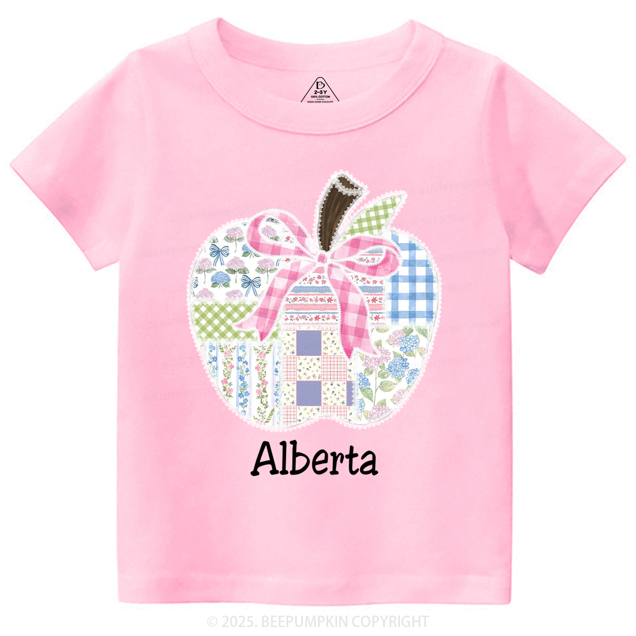 Personalized Lace Apple Name Toddler&Kid's Tees Beepumpkin