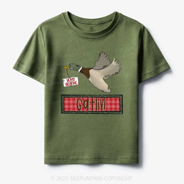 Personalized Be My Valentine Duck Toddler&Kid's Tees Beepumpkin