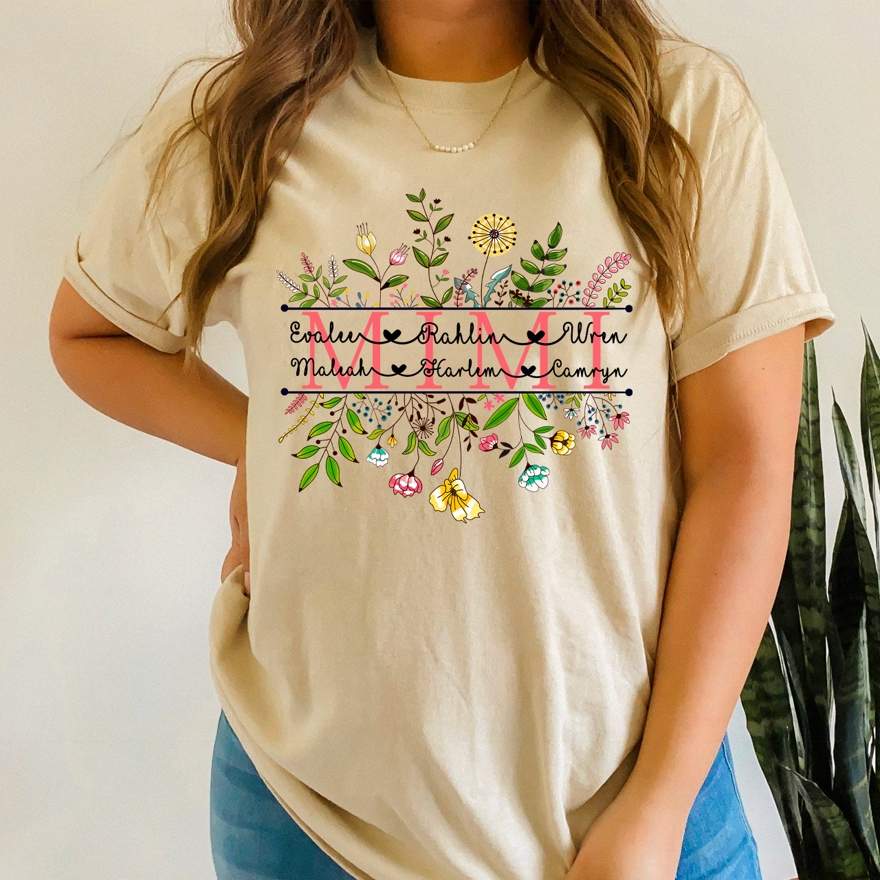 Personalized Wildflower Mimi and Grandson Floral Shirt