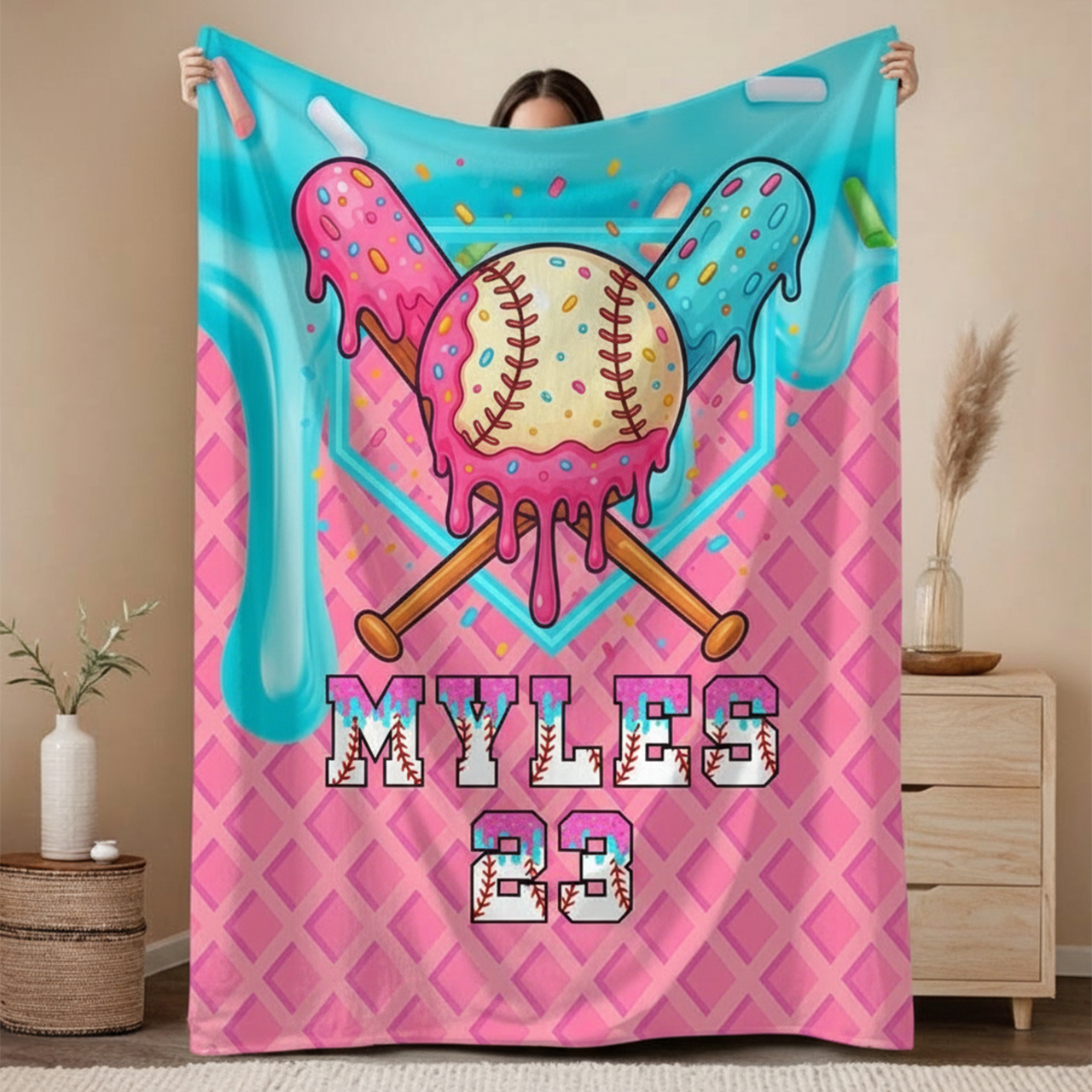 Personalized Baseball Drip Blanket
