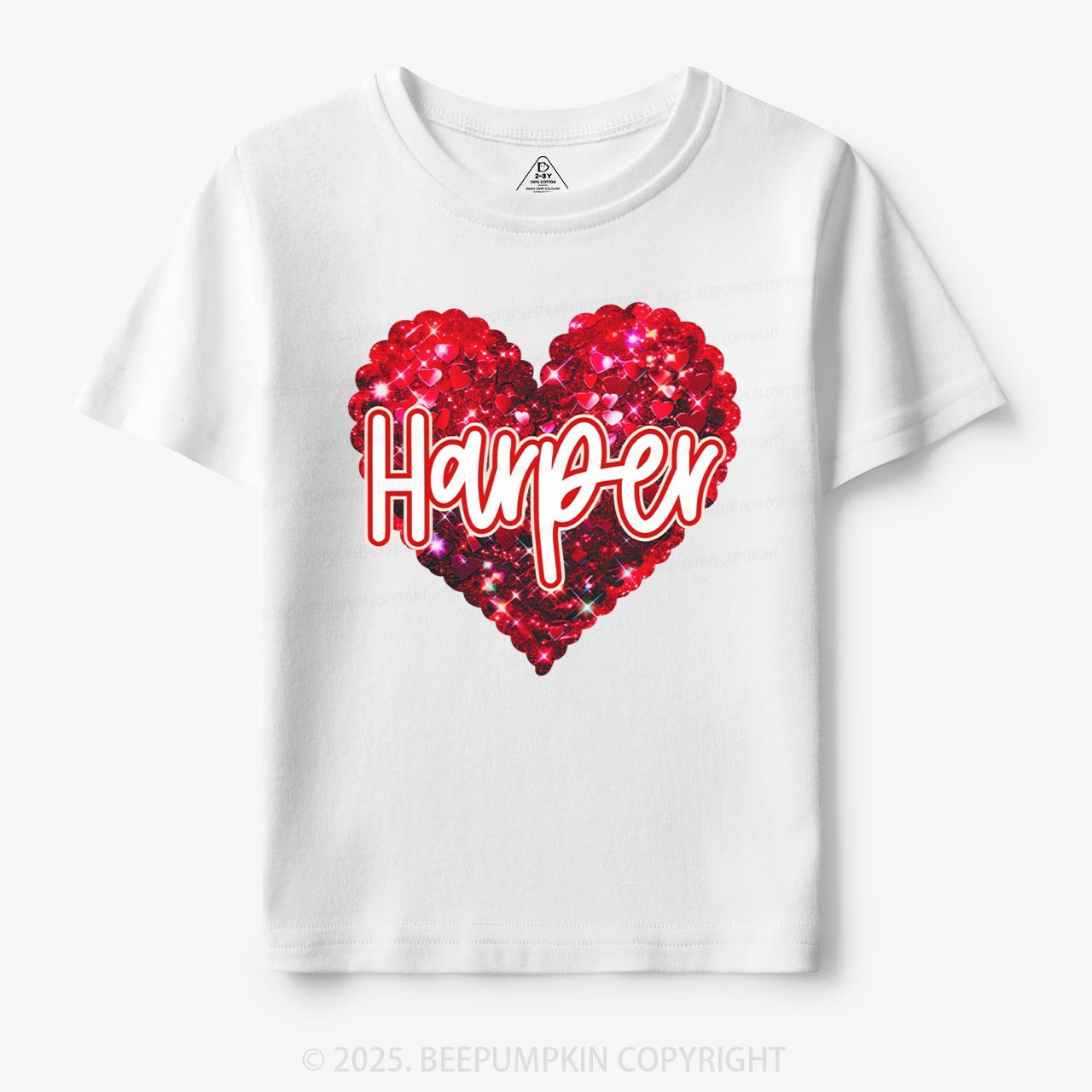 Personalized Sparkling Heart Name Toddler&Kid's Tees Beepumpkin