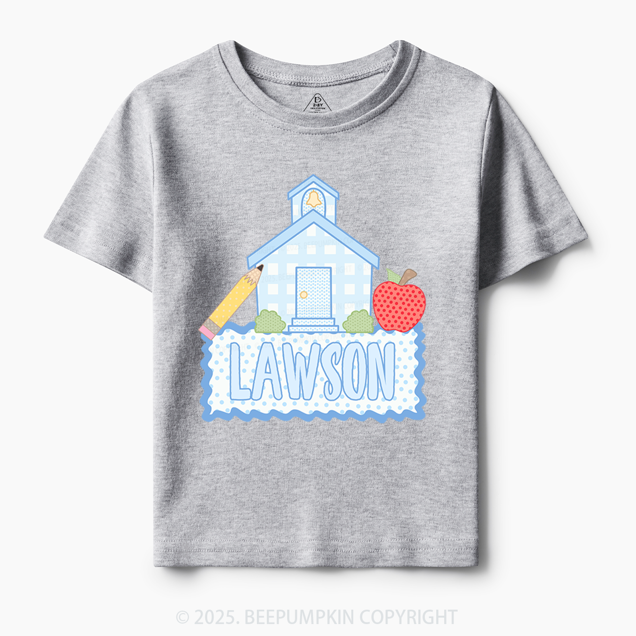 Personalized Blue Schoolhouse Toddler&Kid's Tees Beepumpkin