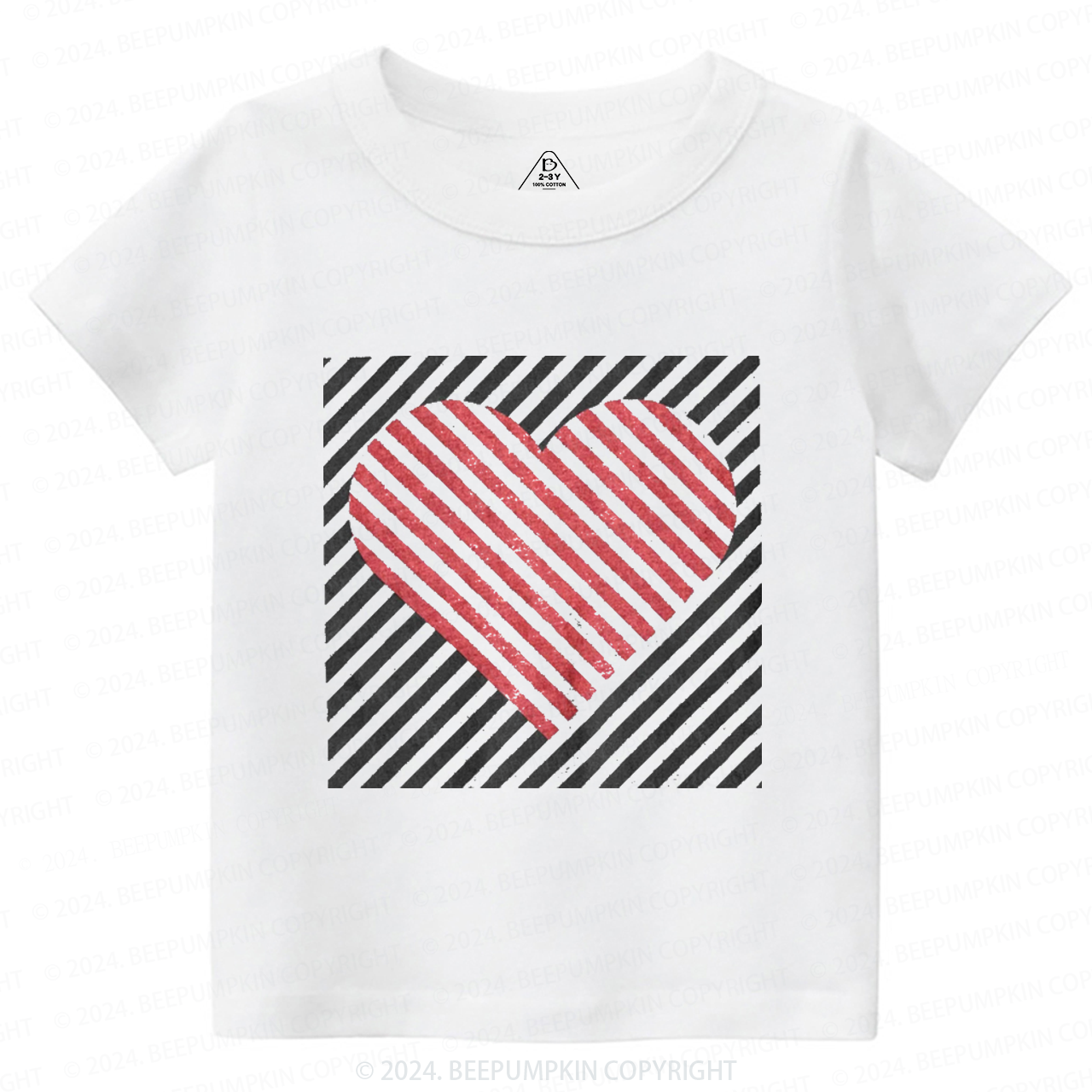 Stripe Heart Valentine Toddler&Kids Tees Beepumpkin