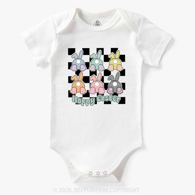 Happy Easter Bunnies Checkered Bodysuit