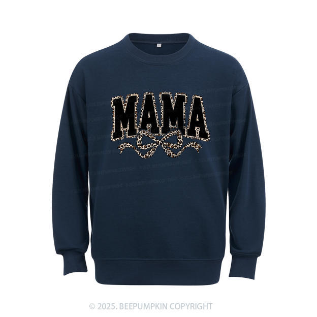Mama Leopard Coquette Bow Sweatshirt Beepumpkin