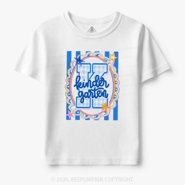 Preppy Blue Gingham Pre-K To Fourth Grade Toddler&Kid's Tees