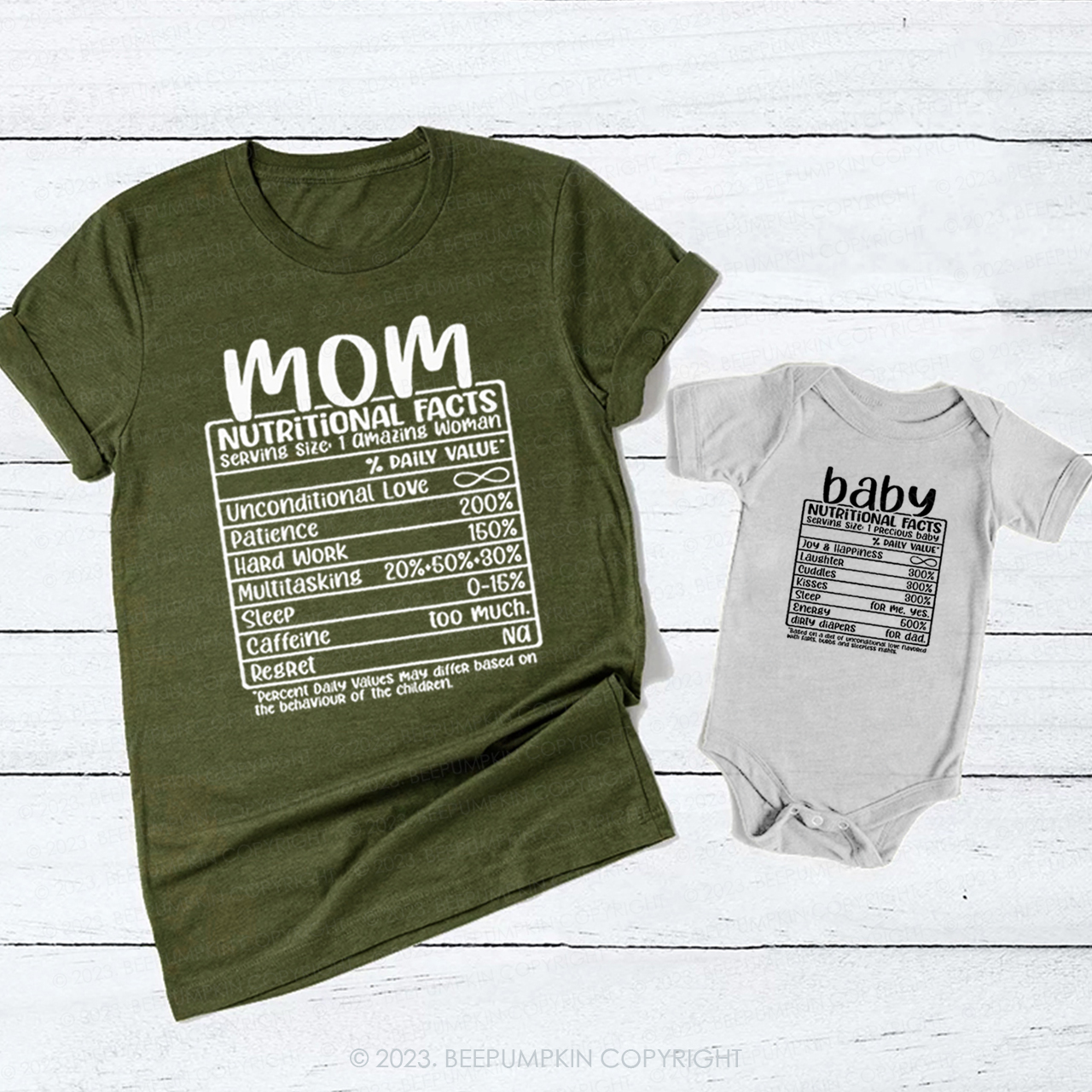 Nutritional Facts Mom Baby T-Shirts For Mom&Me