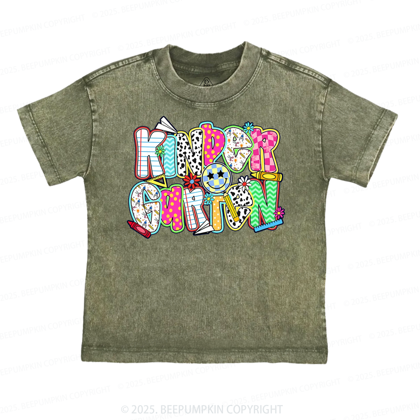 Personalized Colorful Grade Toddler&Kids Washed Tees