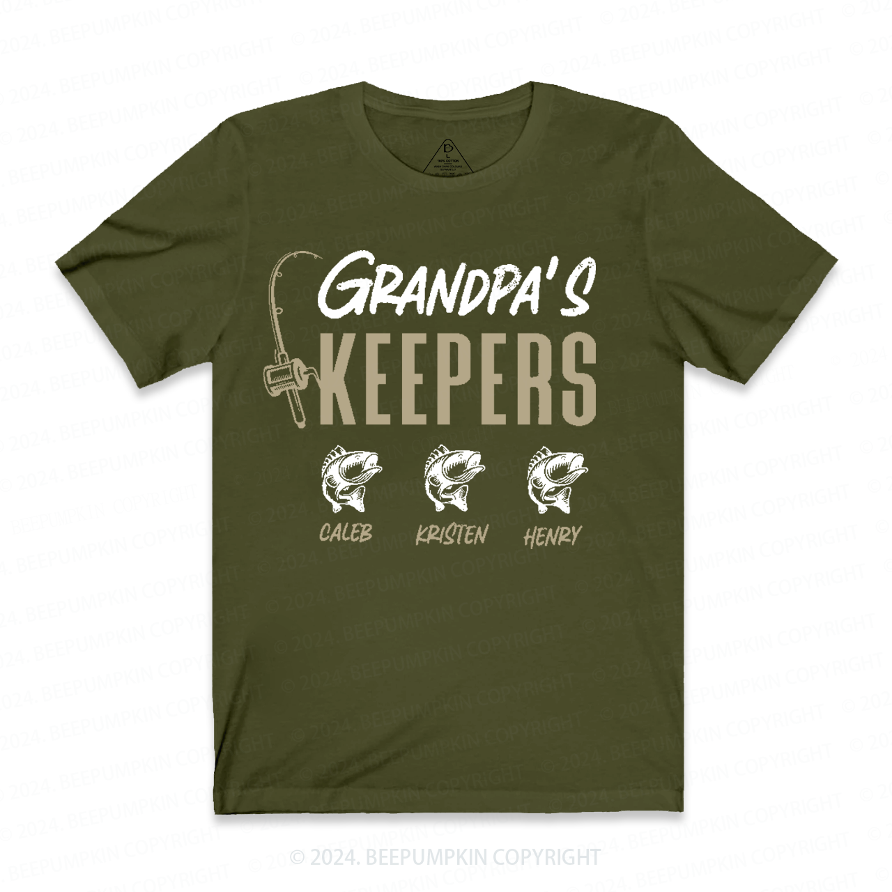 Personalized Grandpa Fishing With Kids Names T-shirt