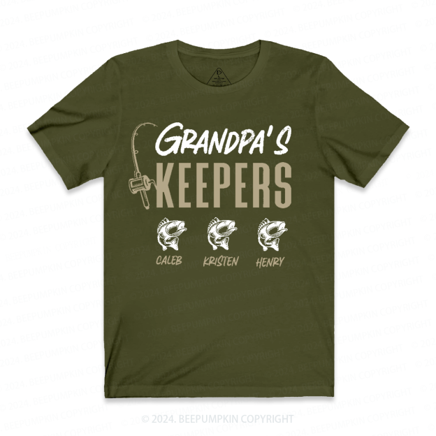 Personalized Grandpa Fishing With Kids Names T-shirt