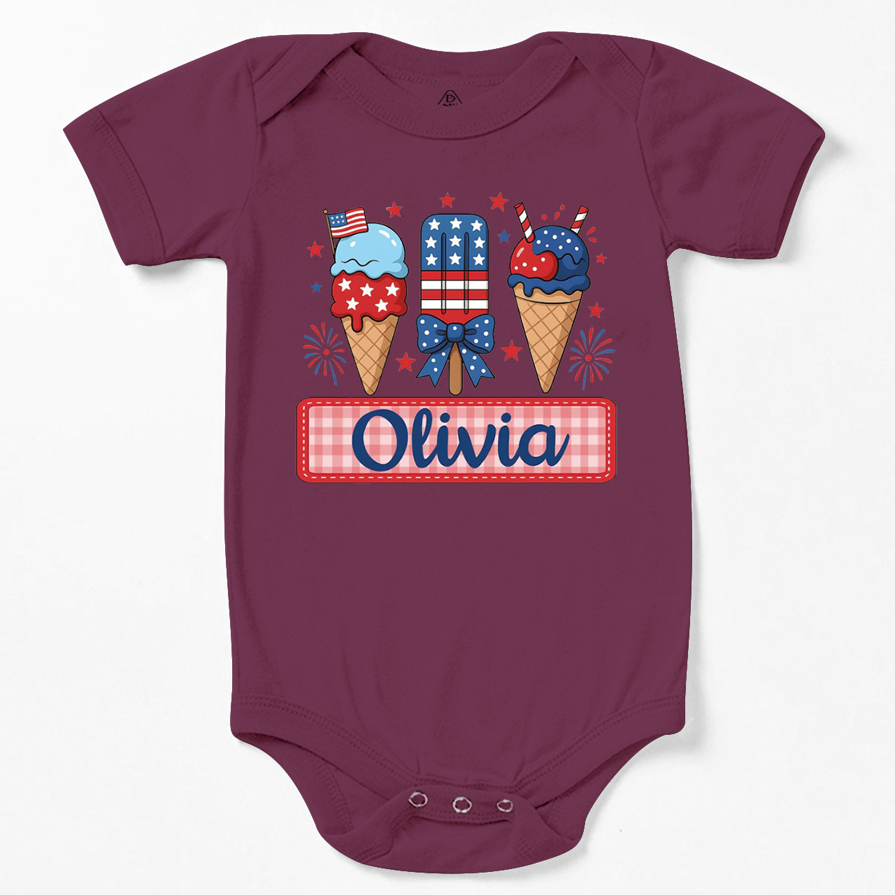 Personalized Name 4th Of July Bodysuit Beepumpkin