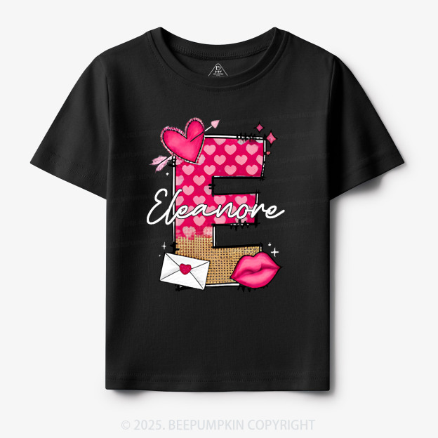 Personalized Valentine's Day Pink Hearts Toddler&Kid's Tees Beepumpkin