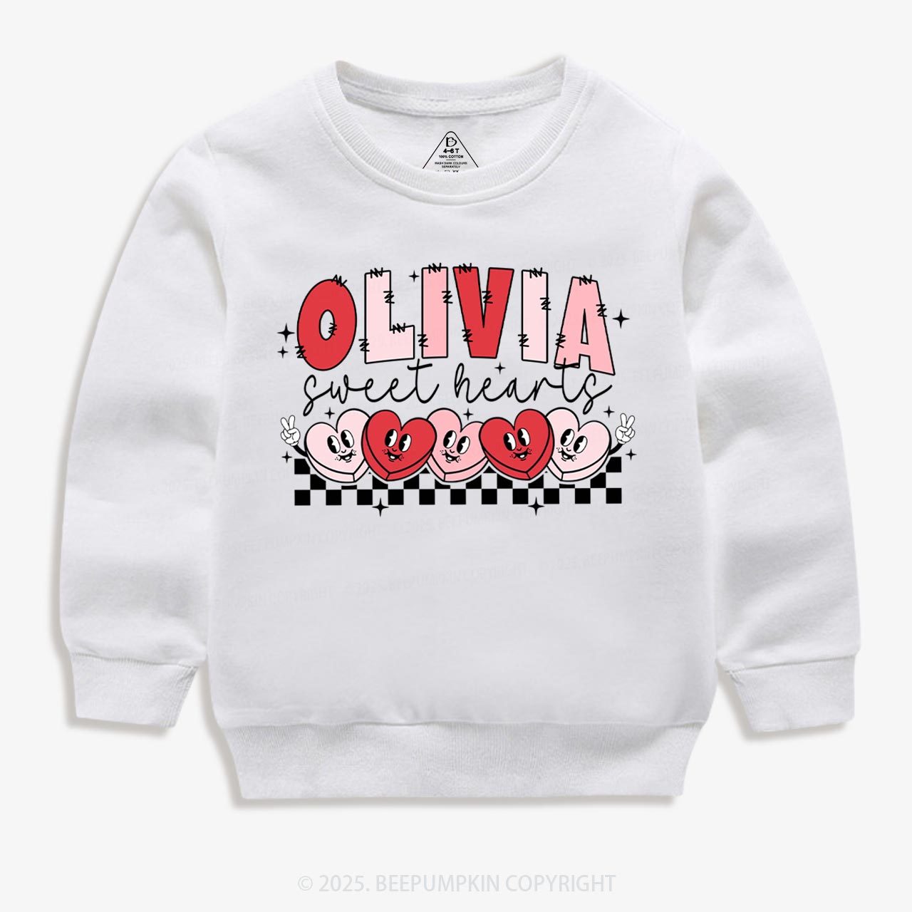 Personalized Pink Heart Smile Kid's Sweatshirt