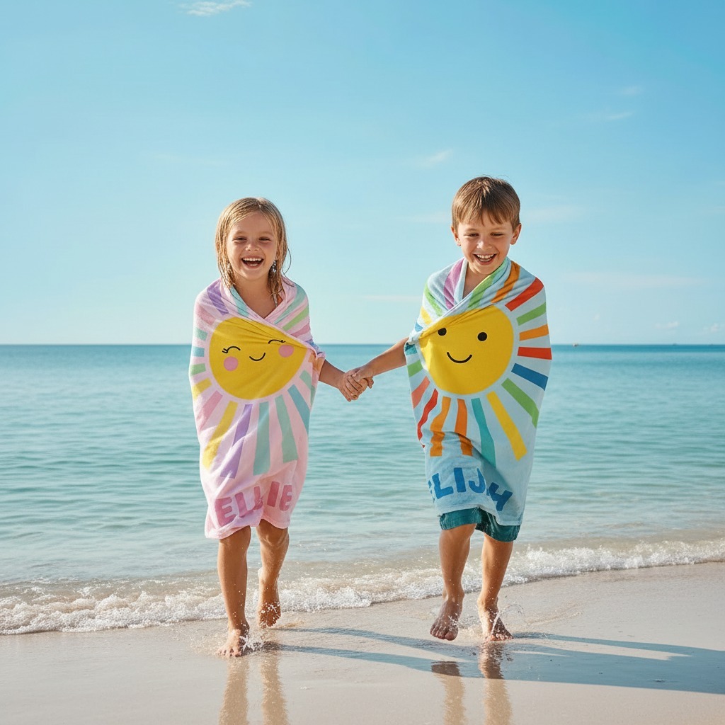 Personalized Colorful Rainbow Sun Beach Towel