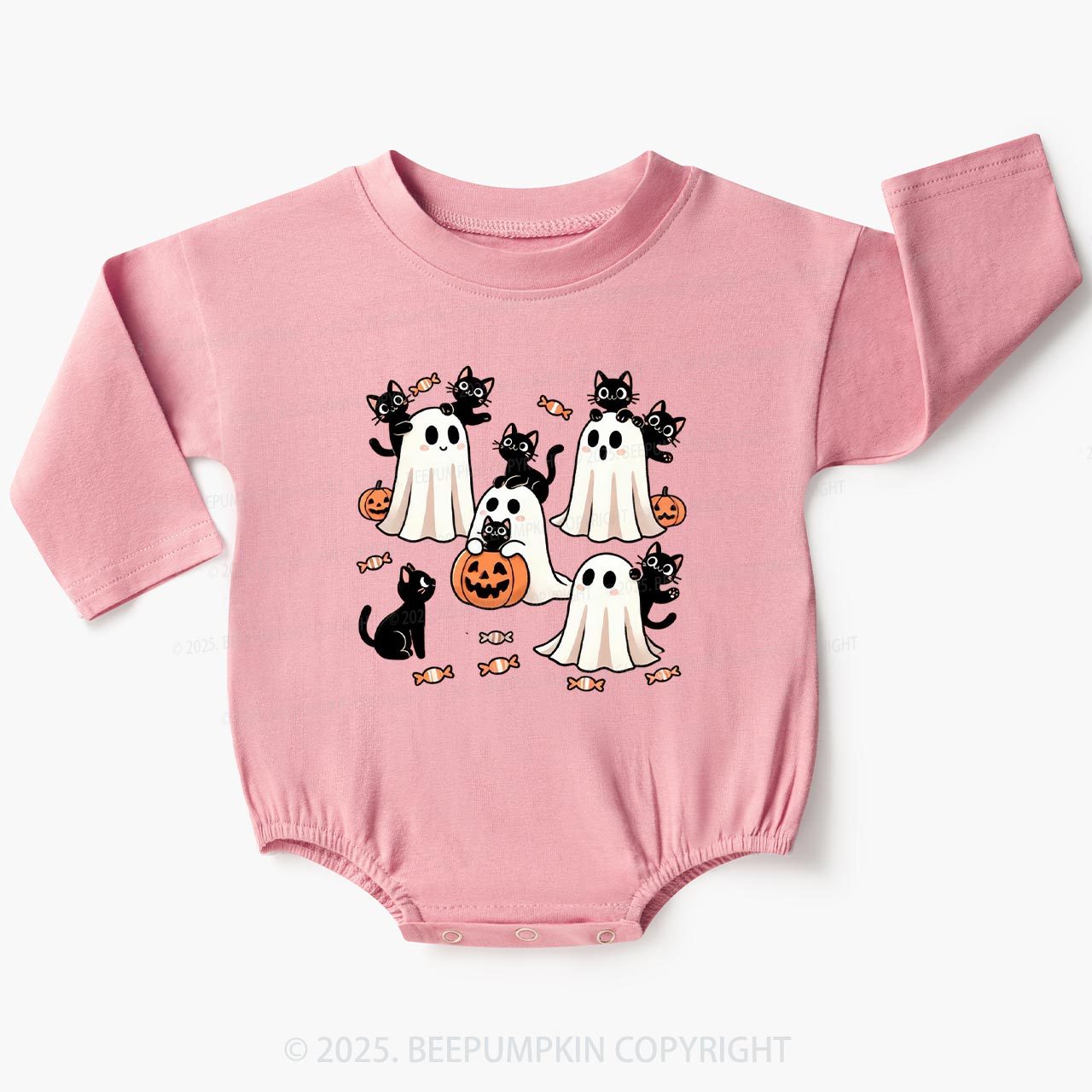 Halloween Black Cat & Ghost Baby Bubble Romper Beepumpkin