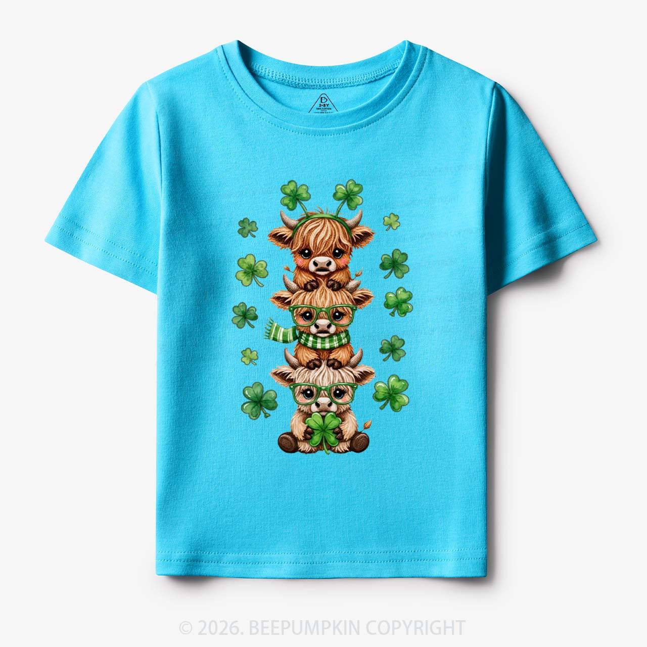 Highland Cow St. Patrick's Day Toddler&Kid's Tees Beepumpkin