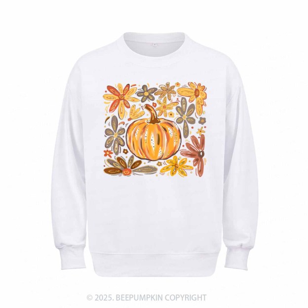Glitter Boho Fall Floral Pumpkin Sweatshirt Beepumpkin