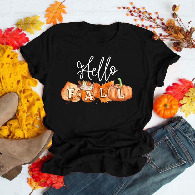 Hello Fall Pumpkin Shirts For Her