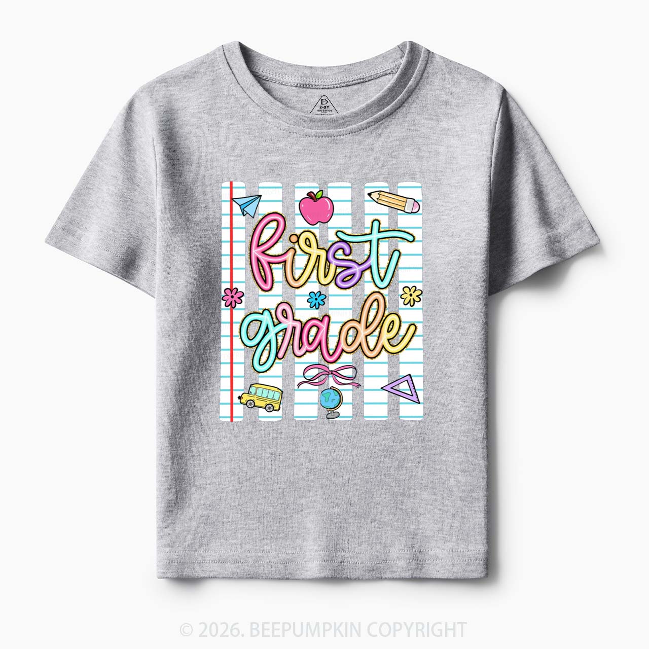 Personalized Colorful Striped Preppy Back To School Toddler&Kid's Tees