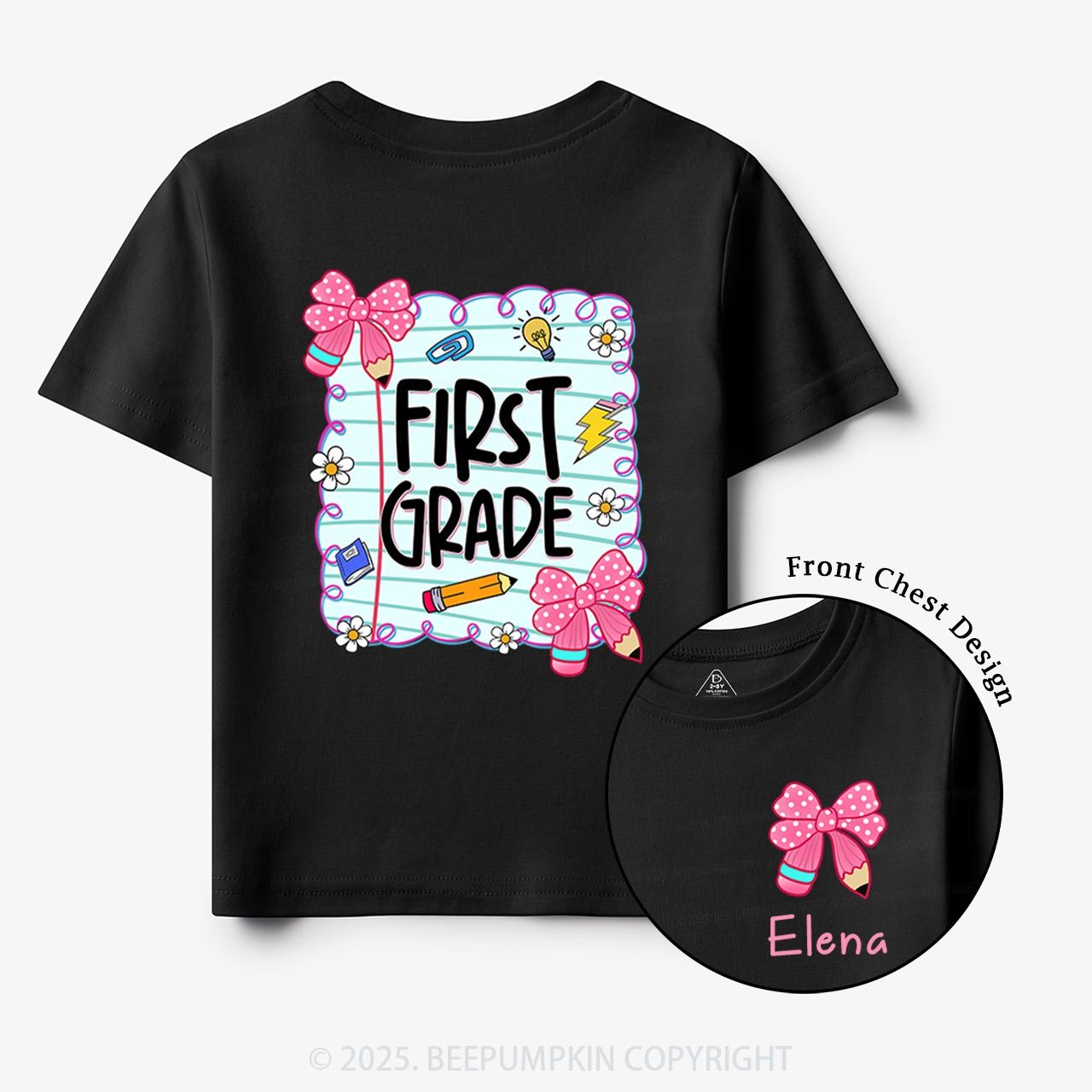 Personalized First Day Of School Toddler&Kid's Tees Beepumpkin