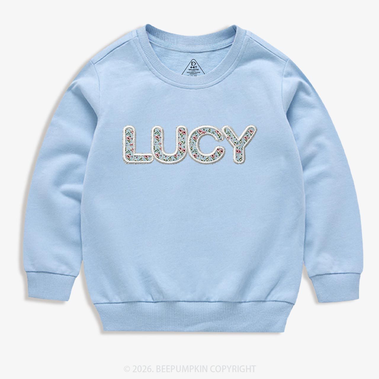 Personalized Vintage Blue Rose Applique Toddler&Kid's Sweatshirt