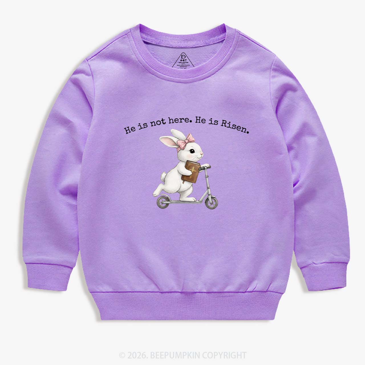 He Is Not Here He is Risen Rabbit Christian Easter Kid's Sweatshirt