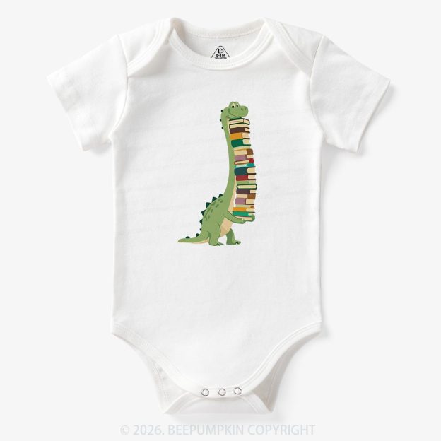Cute Dinosaur Book Lover Baby Bodysuit