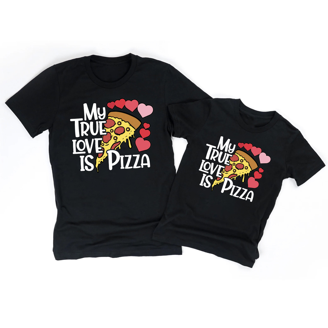 My True Love Is Pizza Valentine Family Matching Shirts