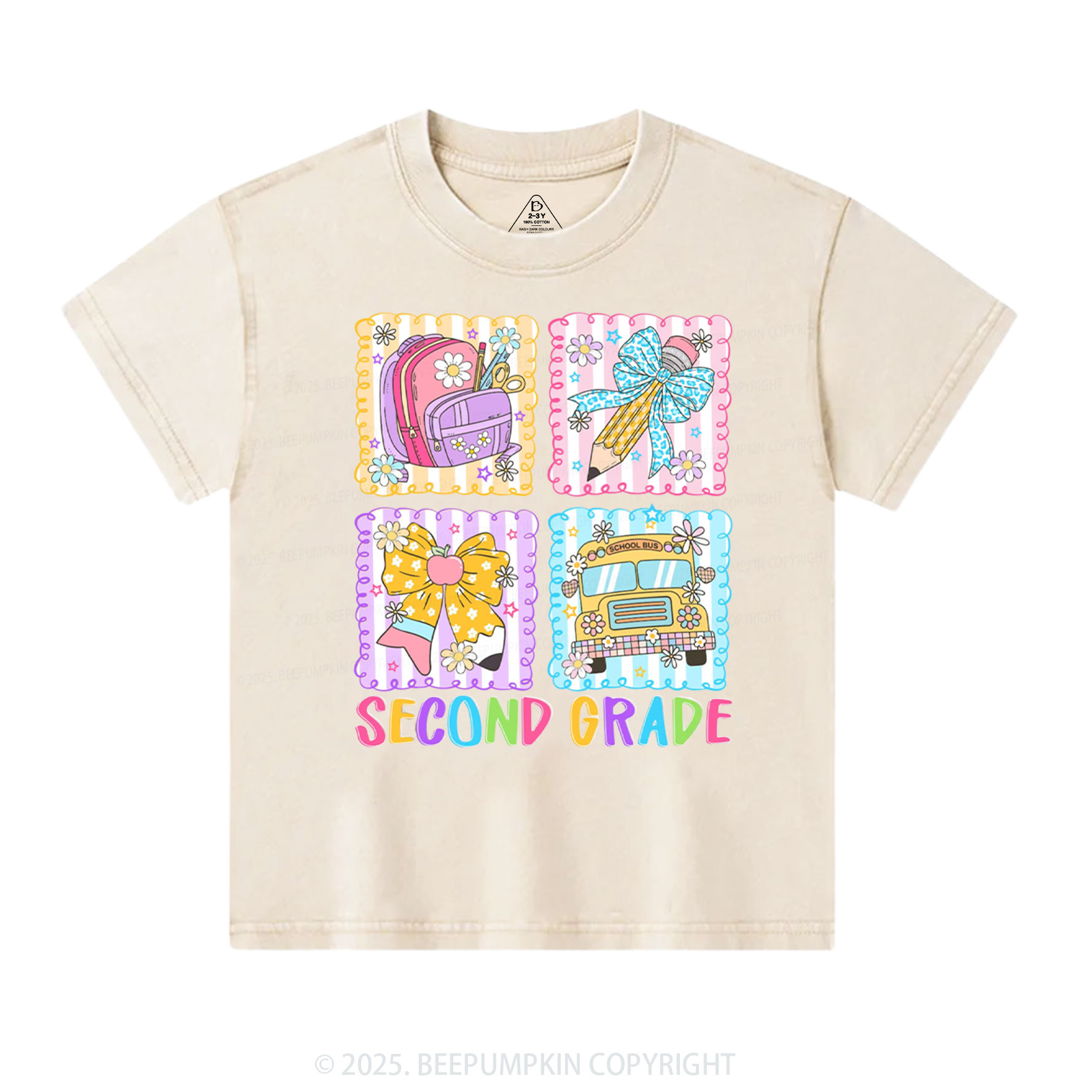 Learning Squares Toddler&Kids Washed Tees