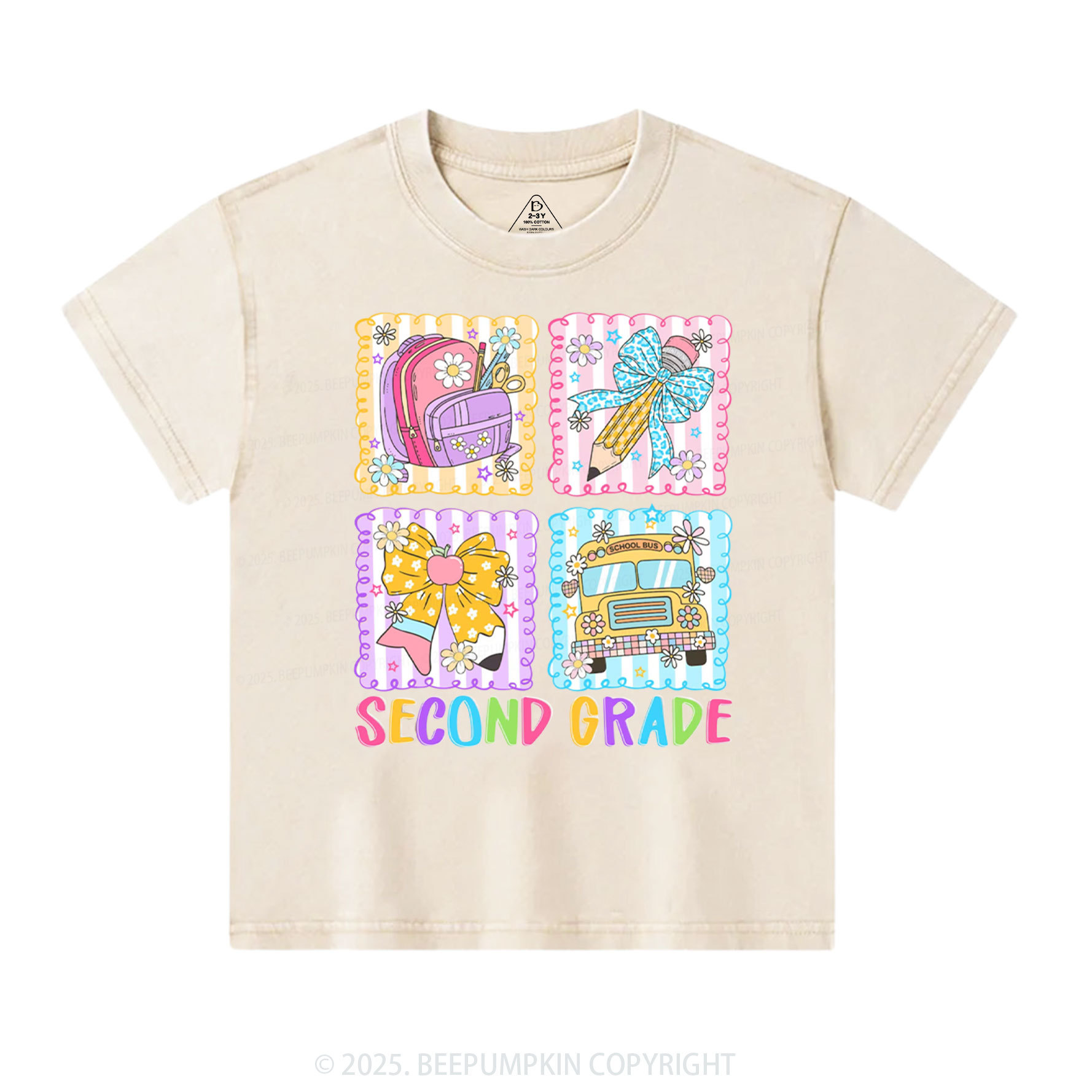 Learning Squares Toddler&Kids Washed Tees