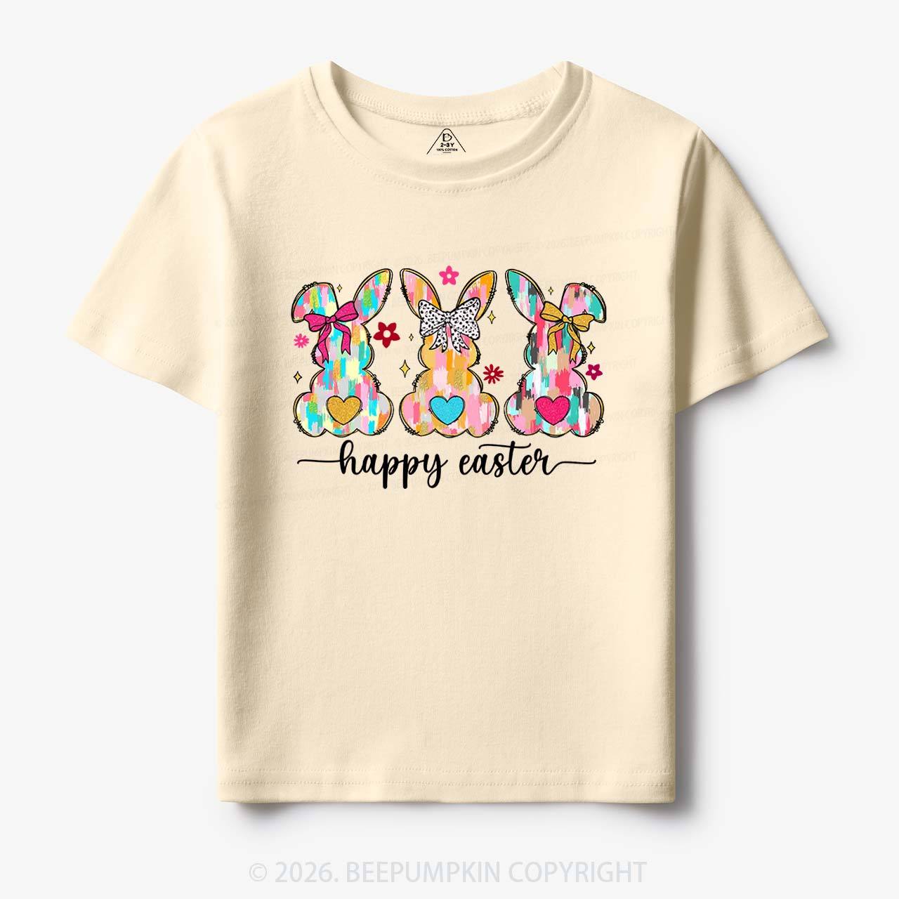 Pastel Brush Happy Easter Bunnie Toddler&Kid's Tees