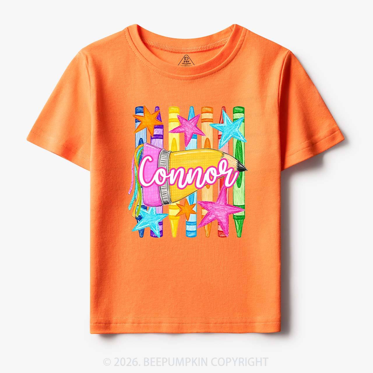 Personalized Name Striped Pencil Crayon Toddler&Kid's Tees