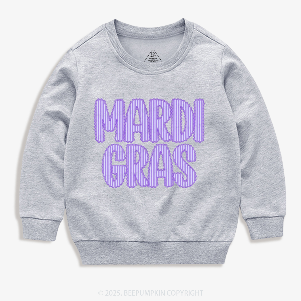 Purple Seersucker Mardi Gras Kid's Sweatshirt