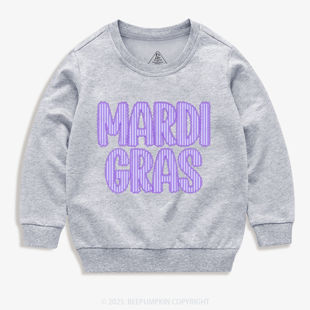 Purple Seersucker Mardi Gras Kid's Sweatshirt