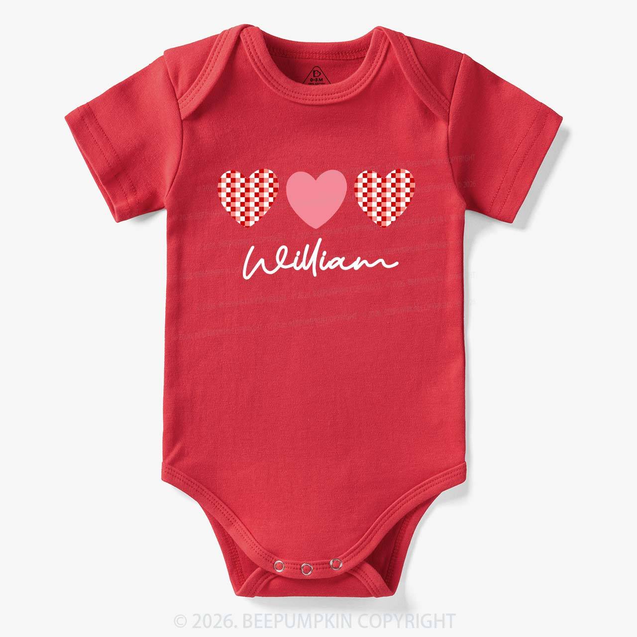 Plaid Heart Valentine's Day Bodysuit For Baby