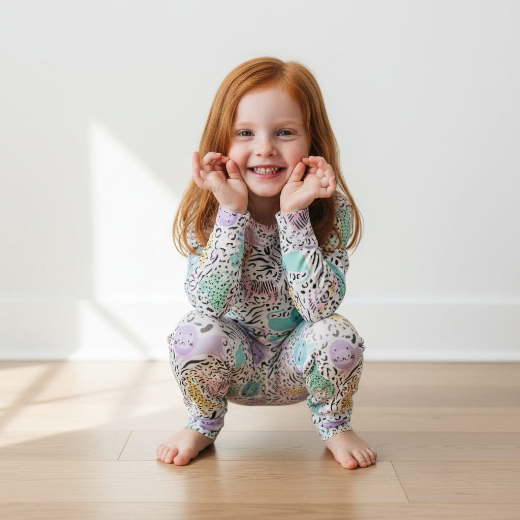 Wild Cat Two-Piece Pajama Set For Kids