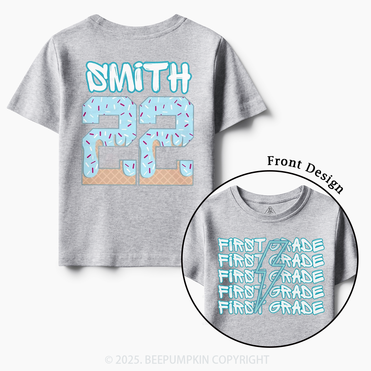 Personalized Blue Lightning Grade Toddler&Kid's Tees Beepumpkin