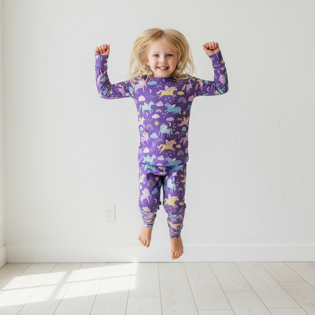 Rainbow Unicorn Two-Piece Pajama Set For Kids