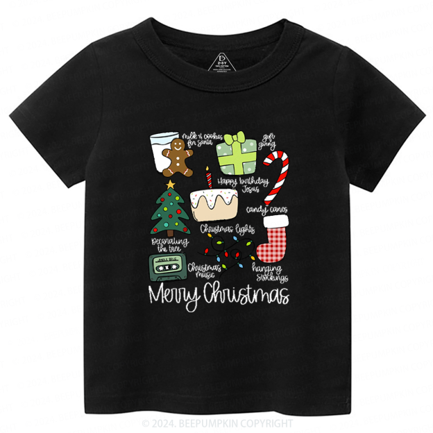 Merry Christmas Retro Holiday Toddler&Kids Tees 