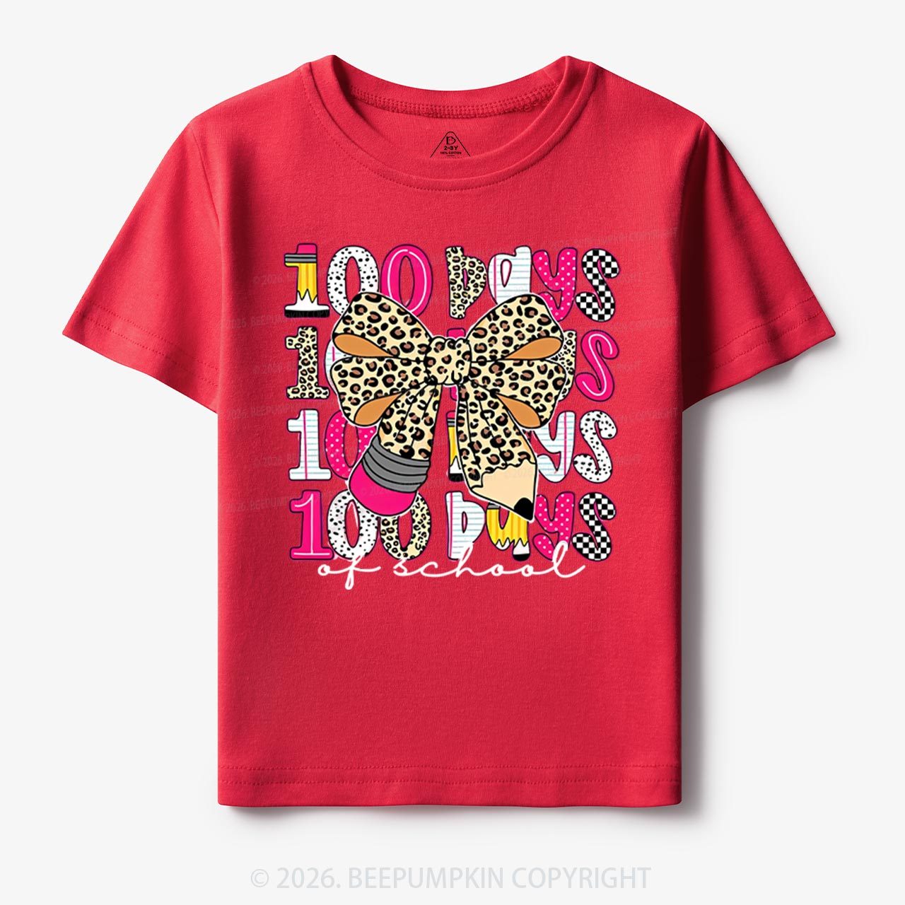Leopard Love 100 Days Of  School Edition Toddler&Kid's Tees Beepumpkin