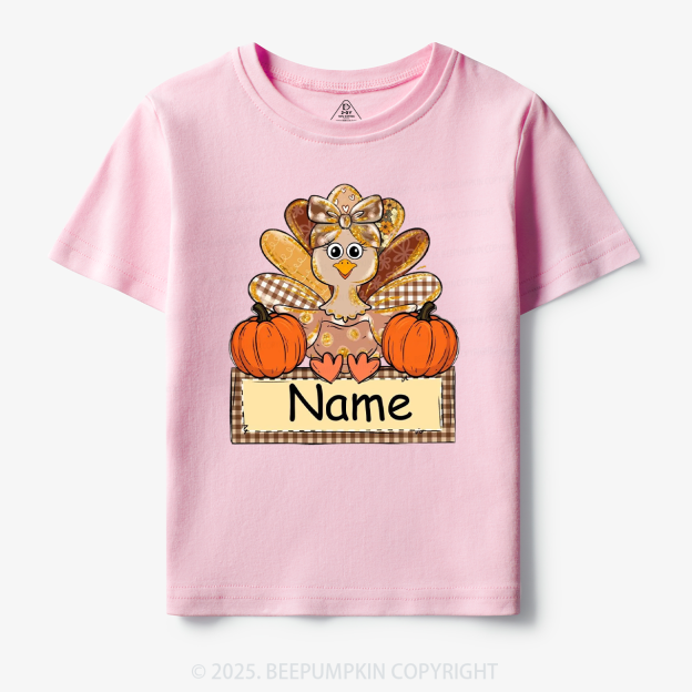 Personalized Fall Turkey Name Thanksgiving Toddler&Kid's Tees Beepumpkin