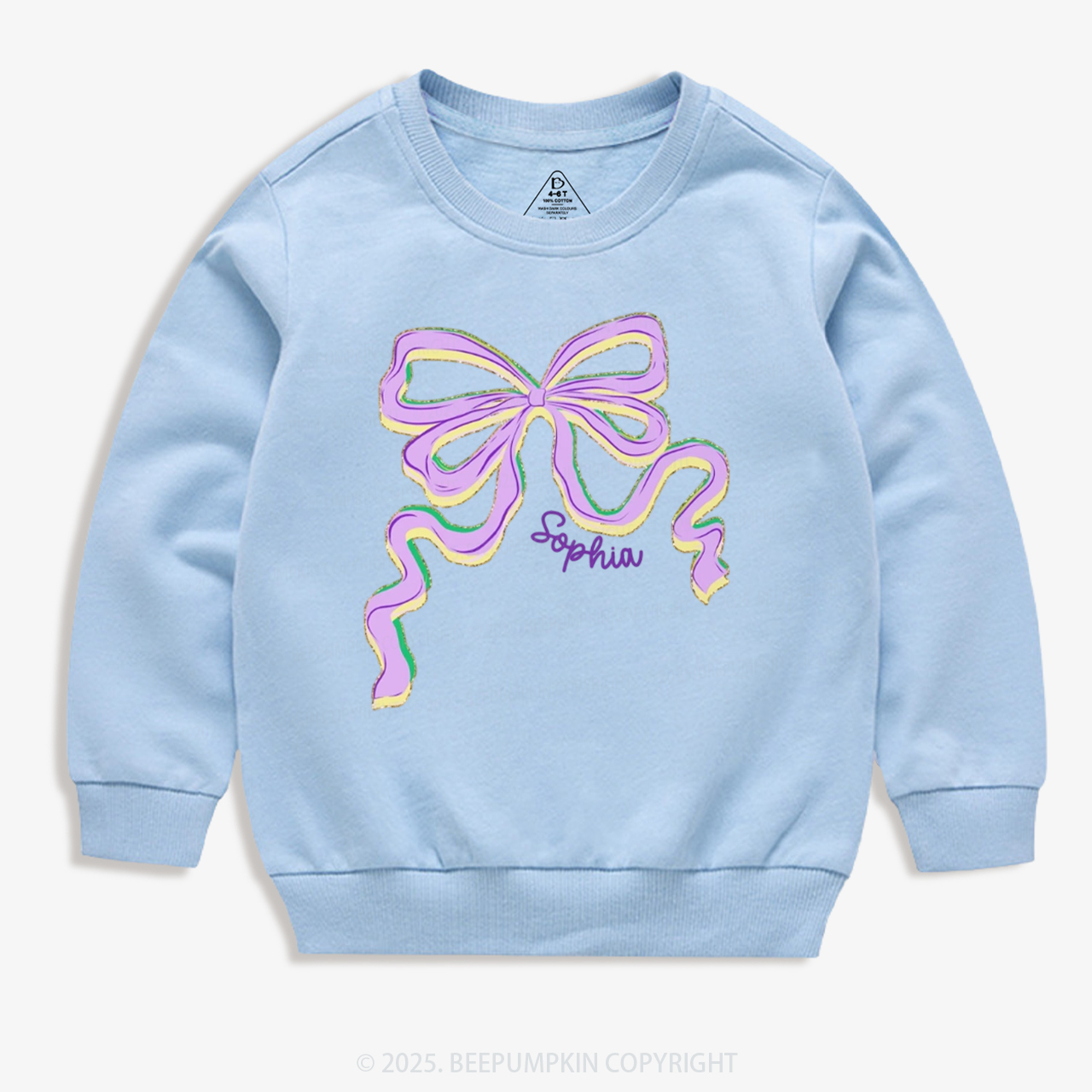 Personalized Sugar Bow Mardi Gras Kid's Sweatshirt