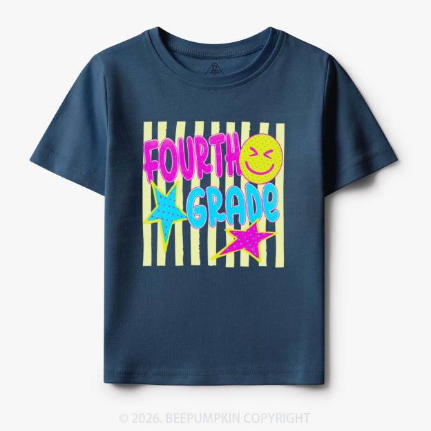 Personalized Neon Striped Grade Back To School Toddler&Kid's Tees