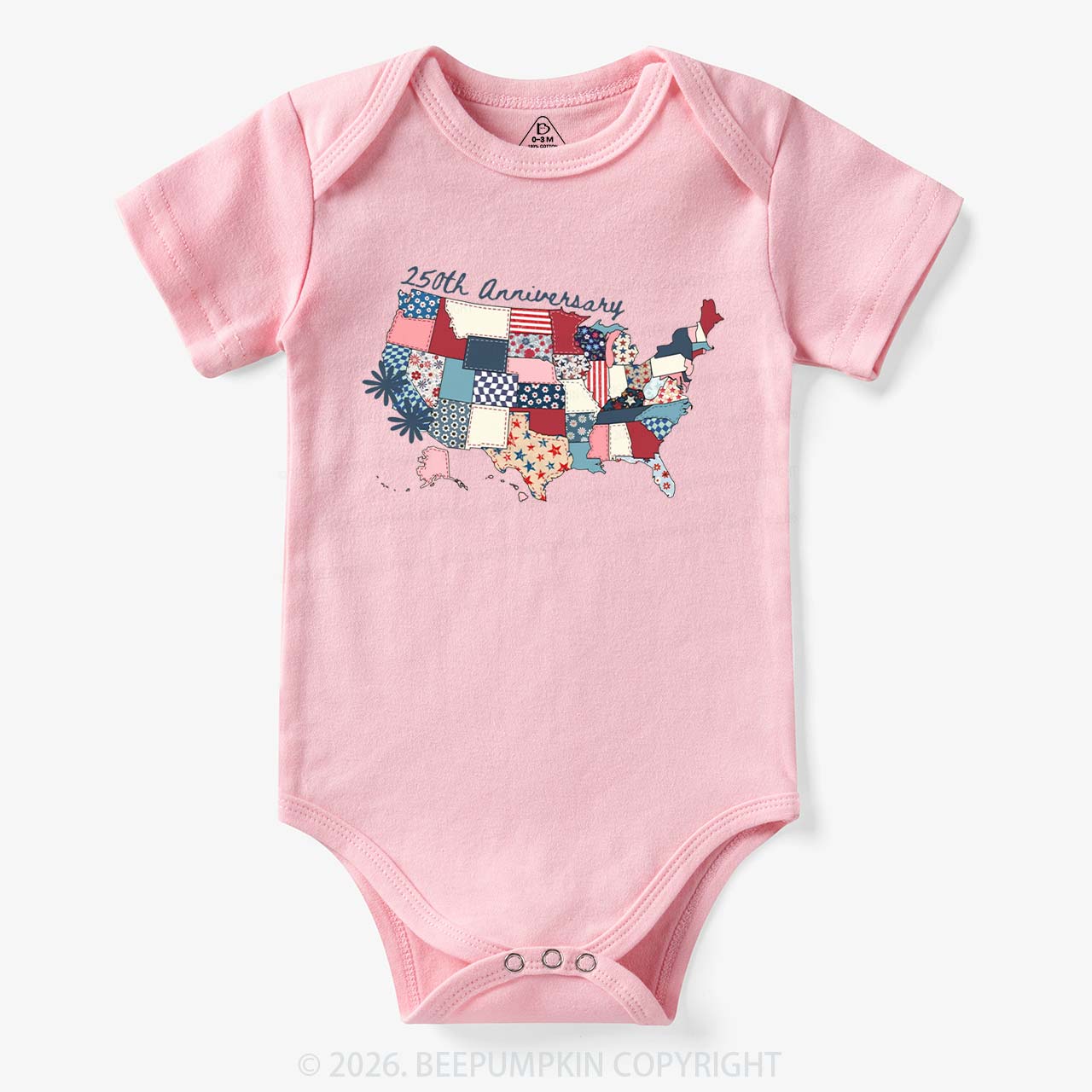 US 250 Years Patriotic Patchwork Bodysuit