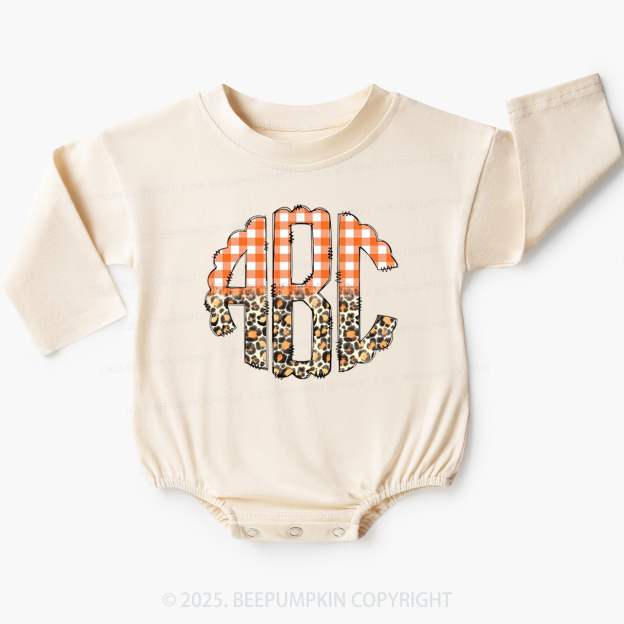 Leopard Monogram Baby Bubble Romper Beepumpkin