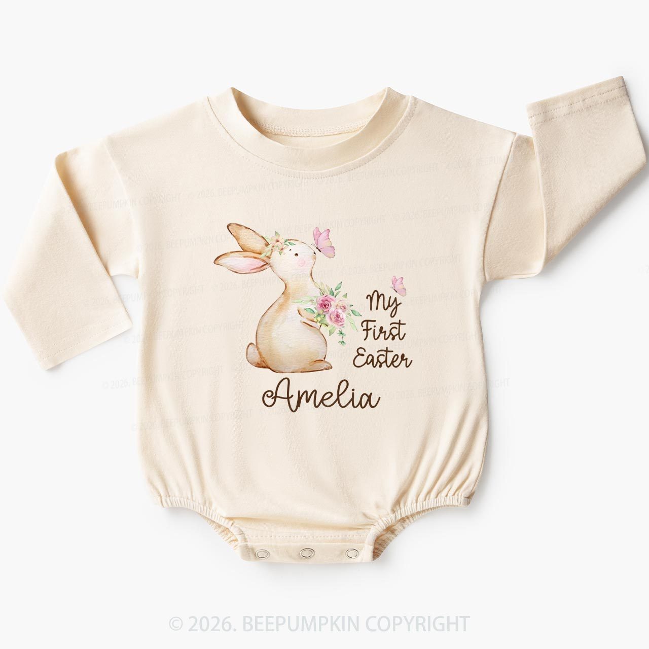 Personalized My First Easter Butterfly Kiss Bunny Baby Bubble Romper