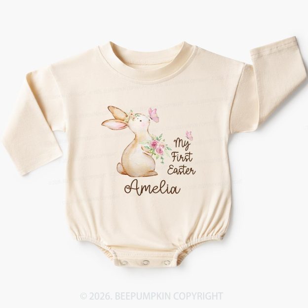 Personalized My First Easter Butterfly Kiss Bunny Baby Bubble Romper