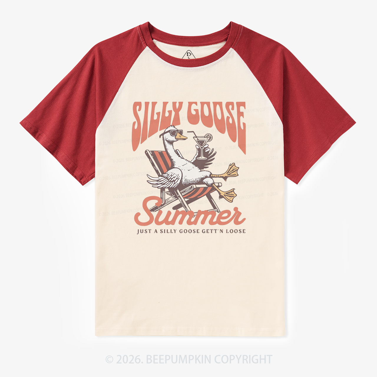Retro Beachy Silly Goose Summer Raglan T-Shirt