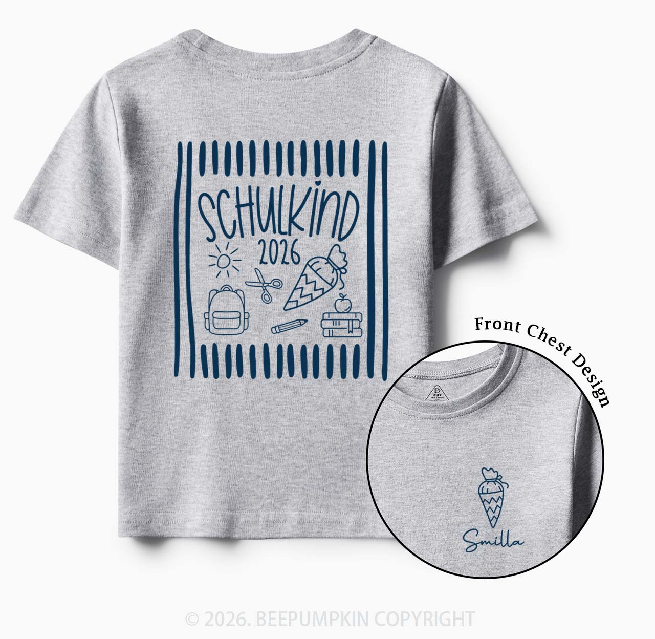 Personalized Name & Year Schoolchild Toddler&Kid's Tees