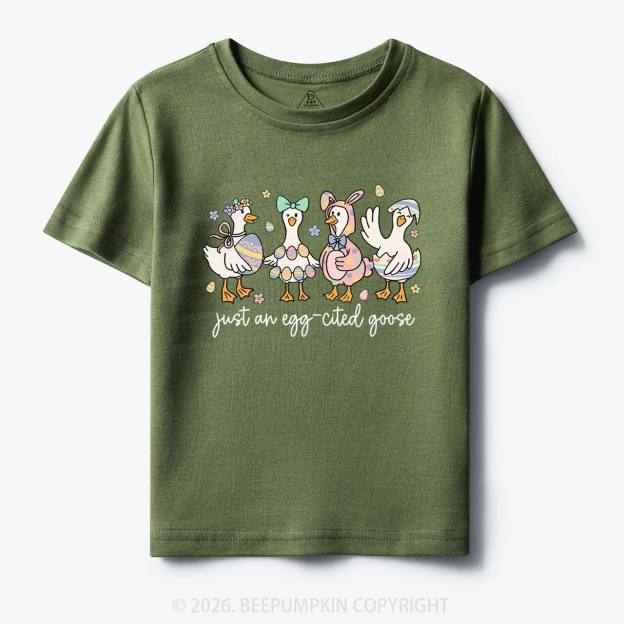 Just an Egg-cited Goose Happy Easter Toddler&Kids Tees